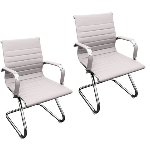 Kit 2 Cadeiras Presidente Esteirinha Baixa com Base Fixa