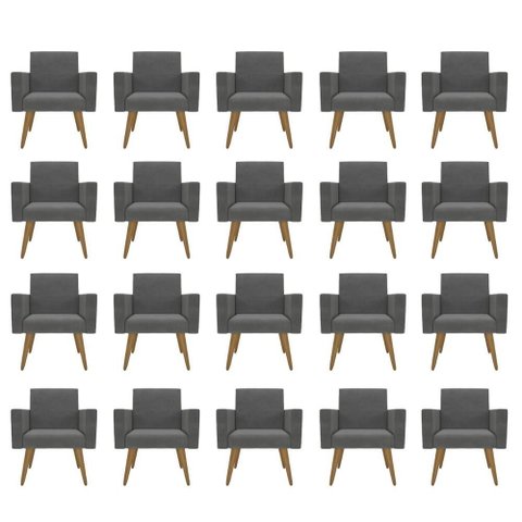 Kit 20 Poltronas: Elegância e Glamur Absolutos no Salão Cinza-escuro