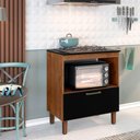 Ver imagem 1 de Balcão Para Cooktop 4 Bocas 1 Porta Natura Preto Master Zanzini