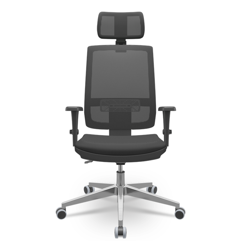 Cadeira Brizza Tela 3d Backplax Apoio Aluminio - Aero Preto Cadeira Brizza Tela 3d Backplax Apoio Aluminio - Aero Preto