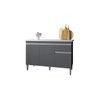 Balcão Gabinete para Cozinha Tatiane 120cm 3 Portas 1 Gaveta:cinza - 1