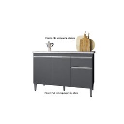 Balcão Gabinete para Cozinha Tatiane 120cm 3 Portas 1 Gaveta:cinza - 3