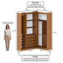 Ver imagem 3 de Guarda-Roupas Closet Modulado Roupeiro de Canto L sem Portas 4 Gavetas Sapateira Versatille Yescasa