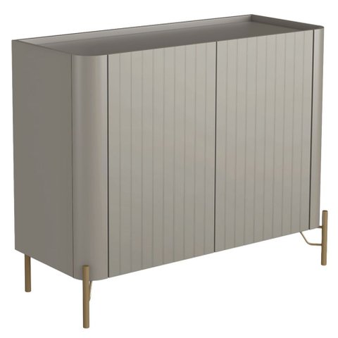 Aparador Buffet Sala de Jantar 2 Portas Brise Pés Industrial Dourado Naim I03 Grigio - Lyam Decor
