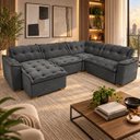 Ver imagem 4 de Sofá de Canto Premium 5 Lugares Chaise Grafite Inovaflex