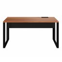 Ver imagem 5 de Mesa Plataforma Individual com Caixa de Tomadas Pés Metal 120cm Industrial Executive Nogal e Preto