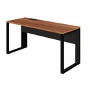 Ver imagem 2 de Mesa Plataforma Individual com Caixa de Tomadas Pés Metal 120cm Industrial Executive Nogal e Preto