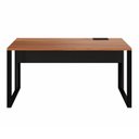 Ver imagem 5 de Mesa Plataforma Individual com Caixa de Tomadas Pés Metal 120cm Industrial Executive Nogal E Preto