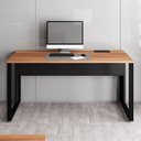 Ver imagem 4 de Mesa Plataforma Individual com Caixa de Tomadas Pés Metal 120cm Industrial Executive Nogal E Preto