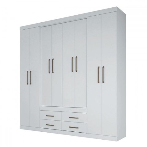 Guarda-roupa Casal Barbados 8 Portas 4 Gavetas Branco - Pnr Móveis