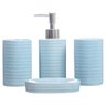 Kit Banheiro Lavabo Porta Sabonete Líquido Escova 4 Pç 001 L - Azul claro - 1