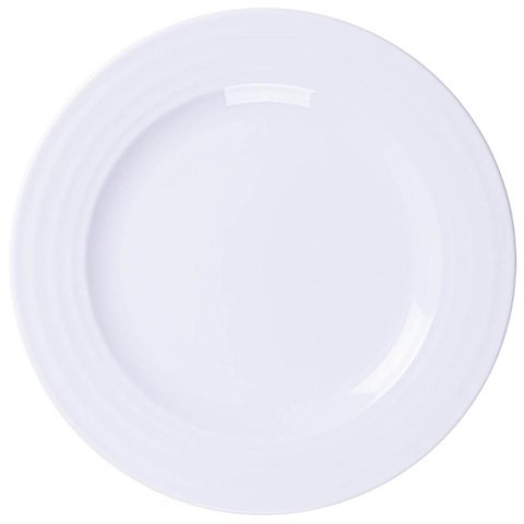 Prato Branco Porcelana 27cm Raso Tramontina Vibrare Aba Larga Avulso Mesa de Jantar