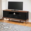 Ver imagem 1 de Rack para Sala com Pés Luis Xv 2 Gavetas 2 Portas de Madeira e Nicho 60503m - Preto/imbuia Glazer