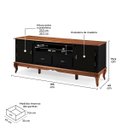 Ver imagem 5 de Rack para Sala com Pés Luis Xv 2 Gavetas 2 Portas de Madeira e Nicho 60503m - Preto/imbuia Glazer