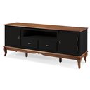 Ver imagem 2 de Rack para Sala com Pés Luis Xv 2 Gavetas 2 Portas de Madeira e Nicho 60503m - Preto/imbuia Glazer