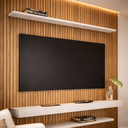Ver imagem 2 de Painel Tv 60 Polegadas Atlas Ripado 3d de Madeira Sala de Estar 150cm Home Cinema com Prateleira