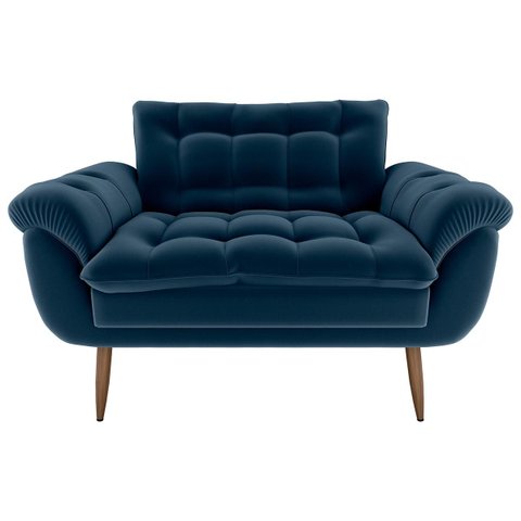 Poltrona Decorativa Xangai 2 Lugares Veludo Azul - Matrix