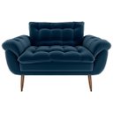 Ver imagem 1 de Poltrona Decorativa Xangai 2 Lugares Veludo Azul - Matrix