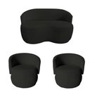 Ver imagem 2 de Kit Namoradeira + 2 Poltronas Decorativa Beatriz Orgânica Veludo Preto
