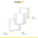 Ver imagem 2 de Kit 2 Nichos Prateleiras Decorativas Quadrado 79 Cm Sala Quarto Escritório Mdp Branco - Clicklar