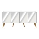 Ver imagem 5 de Rack Tv até 50 Polegadas 4 Portas Retrô com Espelhos Multimóveis Mp1082 Branco/natural