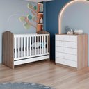 Ver imagem 2 de Berco Mini Cama e Comoda 5 Gavetas Bala de Menta Rustico Branco Henn
