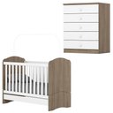 Ver imagem 1 de Berco Mini Cama e Comoda 5 Gavetas Bala de Menta Rustico Branco Henn