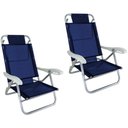 Ver imagem 1 de Kit 2 Cadeira de Praia Alumínio 5 Posições Azul Marinho Zaka