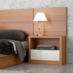 Mesa de Cabeceira 100% Mdf com 01 Gaveta Tw140 Dalla Costa - Freijó/off White - 1