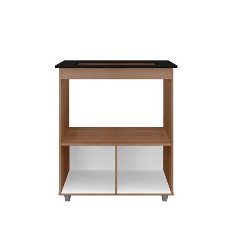 Balcão para Cooktop Elisa com Espaço para Microondas - Pallazio Cor:Savana e Off White