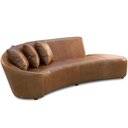 Ver imagem 2 de Sofá 3 Lugares com Puff Orgânico Sala Living 230cm Adam T03 Couro Cristal Marrom - Lyam Decor