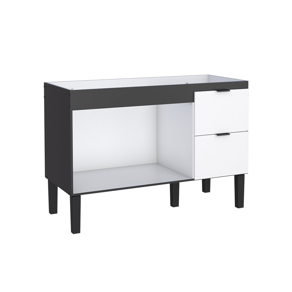 Gabinete de Cozinha para Pia de 120 em Madeira Colibri 2 Gavetas Preto/branco - Cozimax - 2