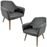 Kit 2 Poltronas Decorativas Versalhes Pés Palito Madeira Veludo Cinza - Gran Belo - 1
