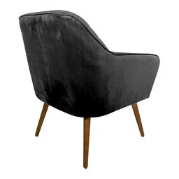 Kit 2 Poltronas Decorativas Versalhes Pés Palito Madeira Veludo Cinza - Gran Belo - 7