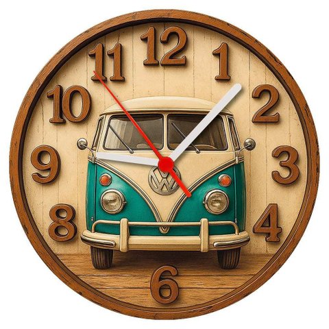 Relógio de Parede - Kombi Frente-efeito 3d -25x25x2cm