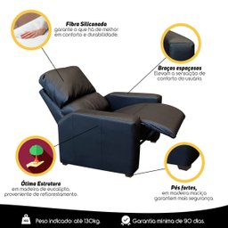 Poltrona Reclinável para Extensão de Cílios e Estética Hera Corino Preto SOFA STORE - 7