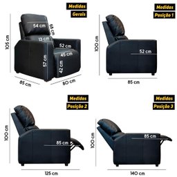 Poltrona Reclinável para Extensão de Cílios e Estética Hera Corino Preto SOFA STORE - 5