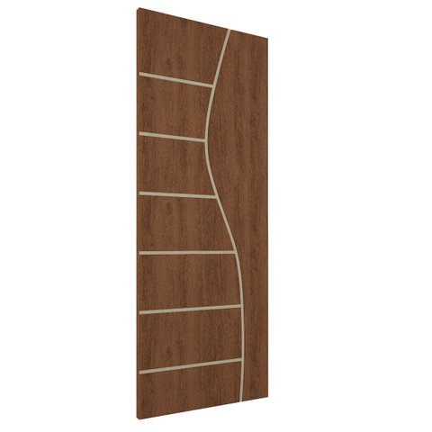Folha de Porta Frisada R10S com 3 Dobradiças 3 1/2 Parafusos:Imbuia/80 cm