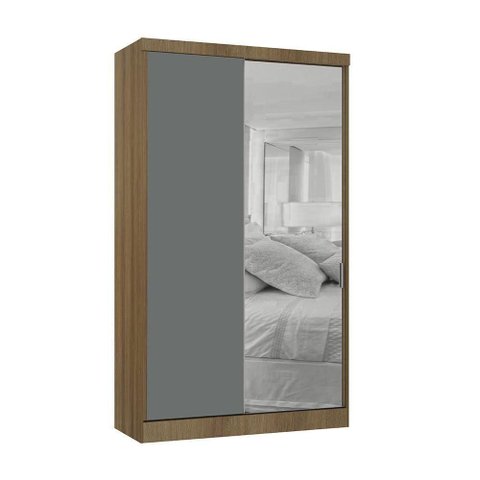 Guarda Roupa Modulado 2 Portas de Correr com Espelho 134cm Vene Avelã Pf/cinza Supremo Pf