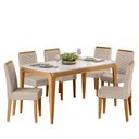 Ver imagem 1 de Conjunto Sala de Jantar Mesa Aurea 160x90 6 Cadeiras Aurea Ype/offwhite/bouclé Gelo