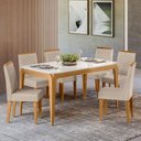 Ver imagem 2 de Conjunto Sala de Jantar Mesa Aurea 160x90 6 Cadeiras Aurea Ype/offwhite/bouclé Gelo