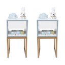 Ver imagem 5 de Mesa de Cabeceira Branca 30cm Eco Quarto Infantil Menino Azul Base Metal Dourada