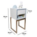 Ver imagem 2 de Mesa de Cabeceira Branca 30cm Eco Quarto Infantil Menino Azul Base Metal Dourada