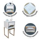 Ver imagem 4 de Mesa de Cabeceira Branca 30cm Eco Quarto Infantil Menino Azul Base Metal Dourada