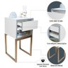 Mesa de Cabeceira Branca 30cm Eco Quarto Infantil Menino Azul Base Metal Dourada - 3