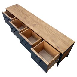 Rack de Ferro e Madeira Modelo Industrial C/ 4 Gavetas - Ferro em Preto e Madeira Maciça Castanheira - 5