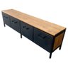 Rack de Ferro e Madeira Modelo Industrial C/ 4 Gavetas - Ferro em Preto e Madeira Maciça Castanheira - 3