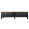 Rack de Ferro e Madeira Modelo Industrial C/ 4 Gavetas - Ferro em Preto e Madeira Maciça Castanheira - 2