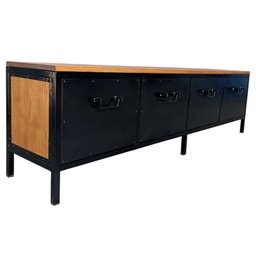 Rack de Ferro e Madeira Modelo Industrial C/ 4 Gavetas - Ferro em Preto e Madeira Maciça Castanheira - 7