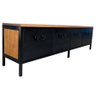 Rack de Ferro e Madeira Modelo Industrial C/ 4 Gavetas - Ferro em Preto e Madeira Maciça Castanheira - 7